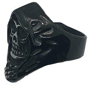 Black Men’s Grim Reaper Ring Stainless Steel Biker Skull Ring