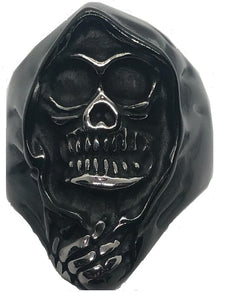 Black Men’s Grim Reaper Ring Stainless Steel Biker Skull Ring