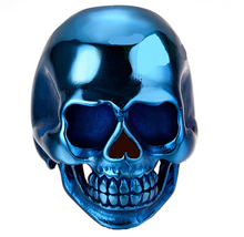Load image into Gallery viewer, Big Blue Stainless Steel Skull Ring