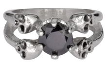 Load image into Gallery viewer, Heavy Metal Jewelry Ladies Black Ice Solitaire Skull Ring Stainless Steel