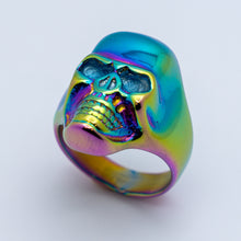 Load image into Gallery viewer, Heavy Metal Jewelry Men&#39;s Skull Ring Stainless Steel Neo Chrome Rainbow Edition