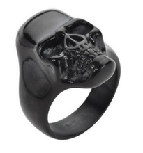 Load image into Gallery viewer, Heavy Metal Jewelry Men&#39;s Black Skull Ring Stainless Steel SR169