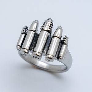 Bullet Jewelry Men's 5 Bullet Stainless Steel Ring