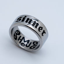 Load image into Gallery viewer, Unisex Heavy Metal Jewelry Sinner Wedding Band Ring Stainless Steel