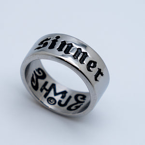 Unisex Heavy Metal Jewelry Sinner Wedding Band Ring Stainless Steel