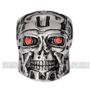 Heavy Metal Jewelry Men's Terminator Skull Ring Stainless Steel