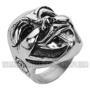 Heavy Metal Jewelry Anonymous Mask Ring Stainless Steel