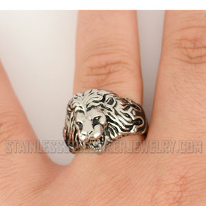 Heavy Metal Jewelry Men's Lion Ring Stainless Steel