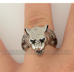 Heavy Metal Jewelry Men's Panther Ring Stainless Steel