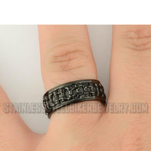 Load image into Gallery viewer, Heavy Metal Jewelry Men&#39;s Black Bike Chain Stainless Steel Ring