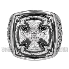 Load image into Gallery viewer, Heavy Metal Jewelry Men&#39;s Florenzada Cross Ring Stainless Steel