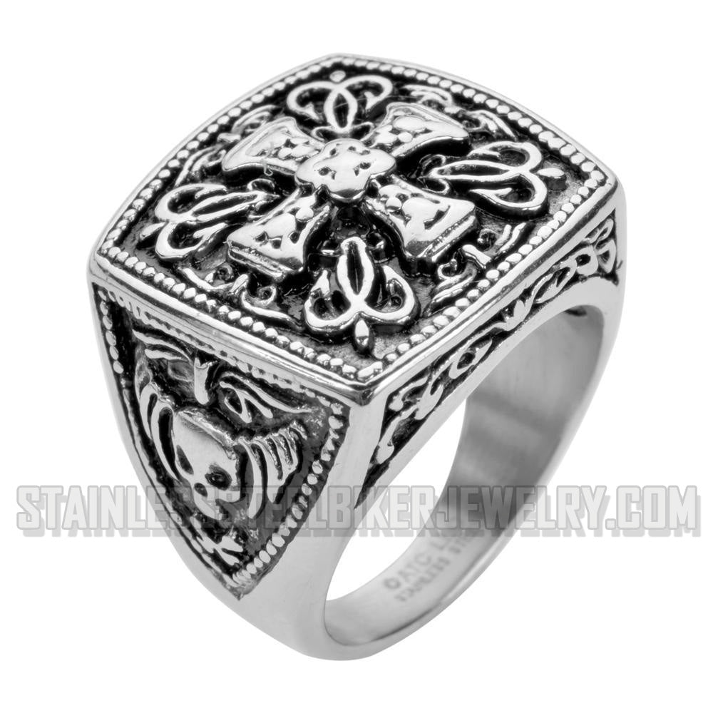 High Quality TT 316L Stainless Steel Tri-IRon Cross Ring Size 8 - Foto 5