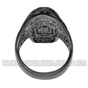 Heavy Metal Jewelry Men's Tattoos Gone Wild Skull Ring Stainless Steel Black Edition