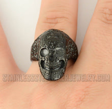Load image into Gallery viewer, Heavy Metal Jewelry Men&#39;s Tattoos Gone Wild Skull Ring Stainless Steel Black Edition