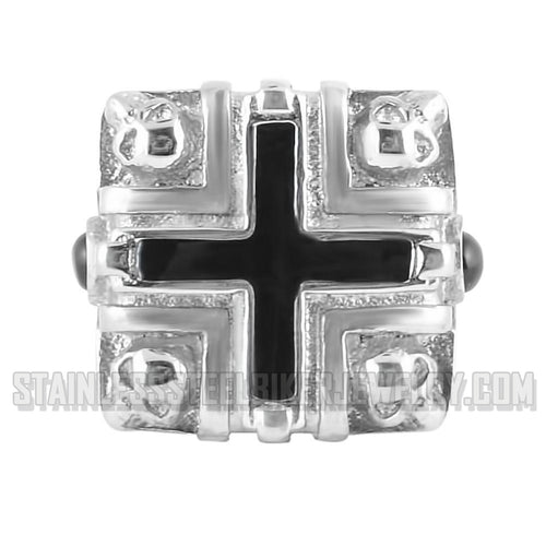 Heavy Metal Jewelry Men's Four Skull Cross Stainless Steel Ring