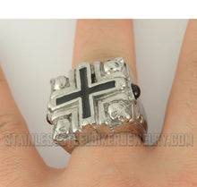 Load image into Gallery viewer, Heavy Metal Jewelry Men&#39;s Four Skull Cross Stainless Steel Ring