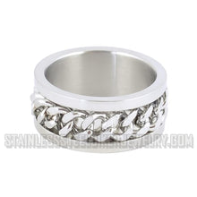 Load image into Gallery viewer, Heavy Metal Jewelry Men&#39;s Cuban Link Spinner Stainless Steel Ring Silver Edition