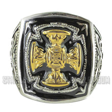Load image into Gallery viewer, Heavy Metal Jewelry Men&#39;s Florenzada Cross Ring Stainless Steel Gold Edition