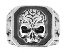 Load image into Gallery viewer, Men&#39;s Stainless Steel Square Skull Ring with Eagle
