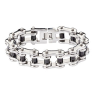 Motorcycle Bike Chain Bracelet Black Center Heavy Metal Jewelry SB181
