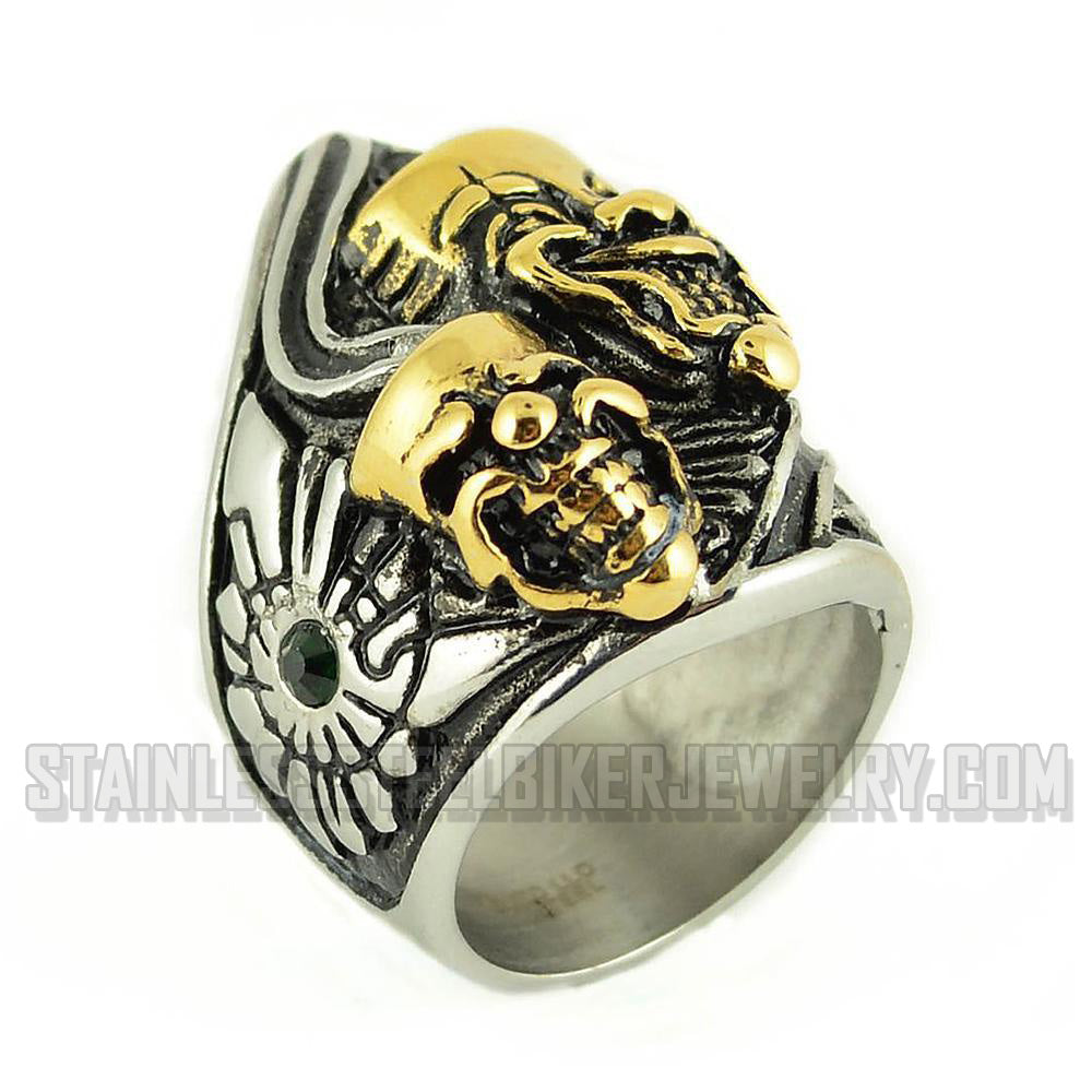 Heavy Metal Jewelry Men's Comedy Tragedy Mask Ring Stainless Steel