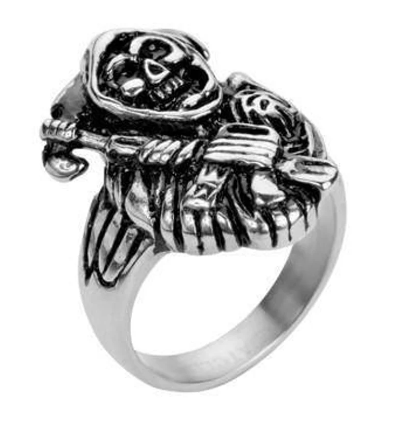 Heavy Metal Jewelry Men's Grim Reaper Skull Stainless Steel Ring