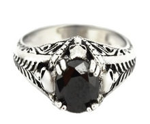 Load image into Gallery viewer, Heavy Metal Jewelry Ladies Black Solitaire Ring Stainless Steel