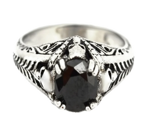 Heavy Metal Jewelry Ladies Black Solitaire Ring Stainless Steel