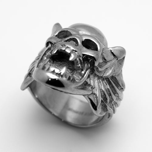 Biker Jewelry Stainless Steel Men’s Gargoyle Skull Biker Ring