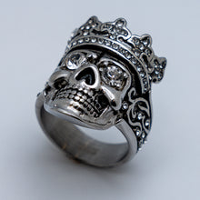 Load image into Gallery viewer, Heavy Metal Jewelry Men&#39;s Crowned Skull Stainless Steel Ring