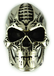 Heavy Metal Jewelry Men's Bio-Mechanical Skull Stainless Steel Ring