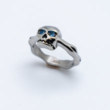 Load image into Gallery viewer, Heavy Metal Jewelry Ladies Blue Eyed Skull Ring Stainless Steel