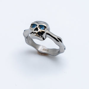 Heavy Metal Jewelry Ladies Blue Eyed Skull Ring Stainless Steel