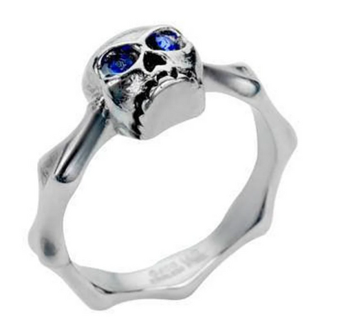 Skull Jewelry Womens Blue Eyed Skull Ring Stainless Steel