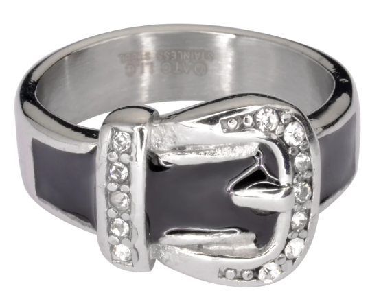 Heavy Metal Jewelry Ladies Belt Buckle Ring Stainless Steel (Variety of Colors)