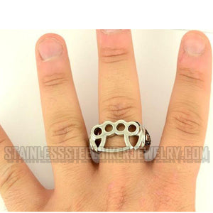 Heavy Metal Jewelry Men's Brass Knuckles Stainless Steel Ring