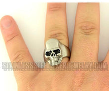 Load image into Gallery viewer, Heavy Metal Jewelry Men&#39;s Brushed Skull Ring Stainless Steel