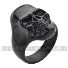 Load image into Gallery viewer, Heavy Metal Jewelry Men&#39;s Brushed Skull Ring Stainless Steel Gunmetal Edition