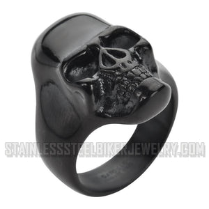 Heavy Metal Jewelry Men's Brushed Skull Ring Stainless Steel Gunmetal Edition