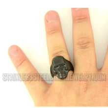 Load image into Gallery viewer, Heavy Metal Jewelry Men&#39;s Brushed Skull Ring Stainless Steel Gunmetal Edition