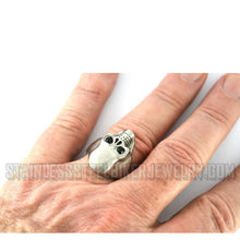 Load image into Gallery viewer, Heavy Metal Jewelry Men&#39;s Brushed Skull Ring Stainless Steel Black Eyes