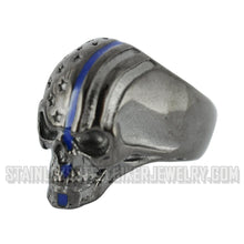 Load image into Gallery viewer, Heavy Metal Jewelry Men&#39;s Black Skull Ring Stainless Steel Police Edition