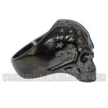 Load image into Gallery viewer, Heavy Metal Jewelry Men&#39;s Black Skull Ring Stainless Steel Police Edition