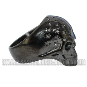 Heavy Metal Jewelry Men's Black Skull Ring Stainless Steel Police Edition