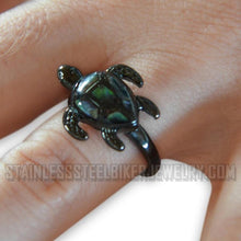 Load image into Gallery viewer, Heavy Metal Jewelry Ladies Gunmetal Turtle Ring Stainless Steel