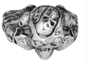 Heavy Metal Jewelry Men's Multiple Skulls Stainless Steel Ring