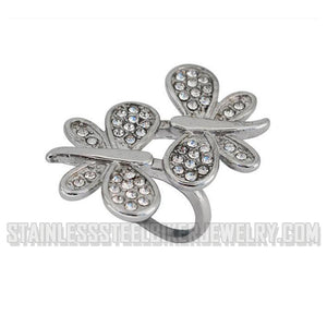 Heavy Metal Jewelry Ladies Butterfly Stone Ring Stainless Steel