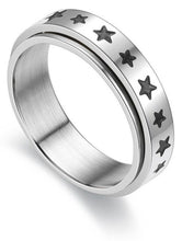 Load image into Gallery viewer, Biker Jewelry Men’s and Ladies Star Spinner Ring Wedding Band Stainless Steel