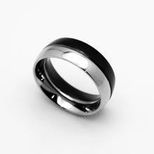 Load image into Gallery viewer, Two-Tone Fusion Black &amp; Silver Comfort Fit Ring Unisex Wedding Band Stainless Steel SR26