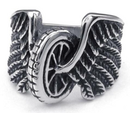 Large Winged Wheel Ring Biker Stainless Steel Men's Ring SR27